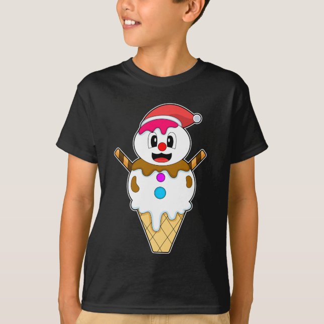 Waffle glass jul Snögubbe T Shirt (Framsida)