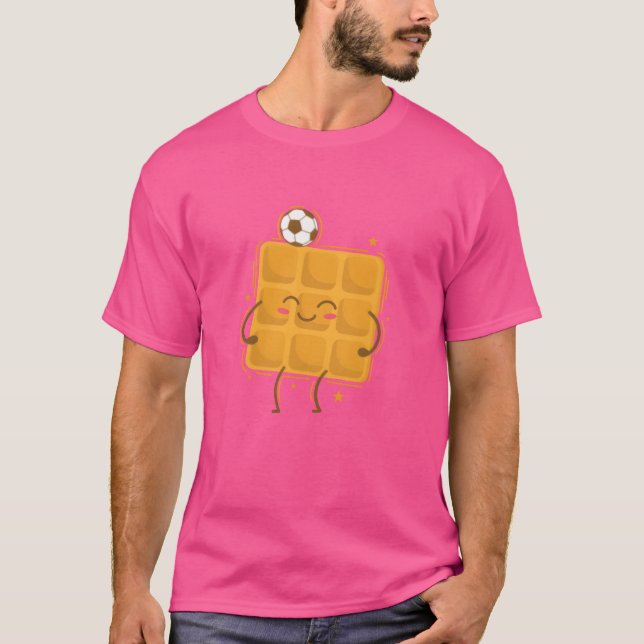 Waffle playing Soccer Pastry Pastry Snack gift T Shirt (Framsida)