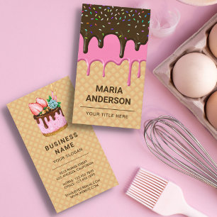 Waffle Rosa Frosting Droppande Bakverk Konditori Visitkort