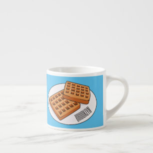 Waffle-tecknad illustration espressomugg
