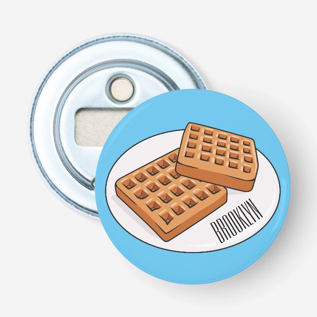 Waffle-tecknad illustration flasköppnare (Framsidan)