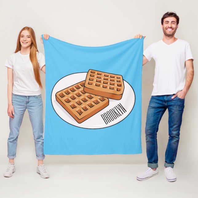 Waffle-tecknad illustration fleecefilt (På plats)