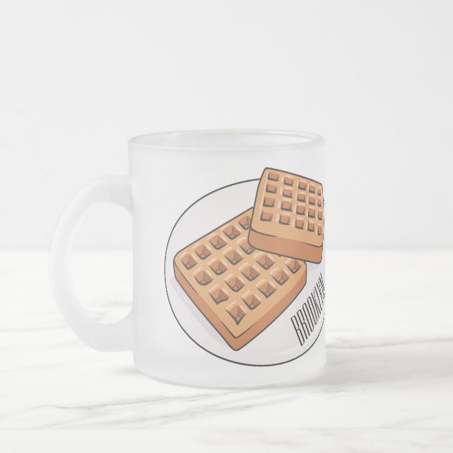 Waffle-tecknad illustration frostad glasmugg (Vänster)