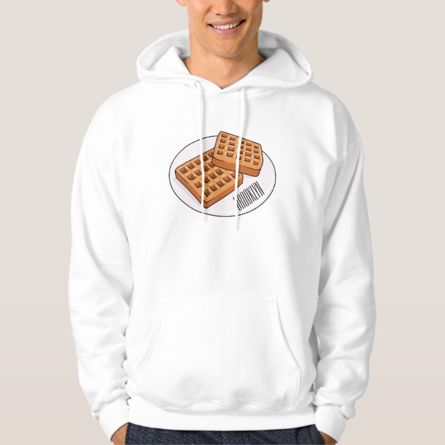 Waffle-tecknad illustration hoodie (Framsida)