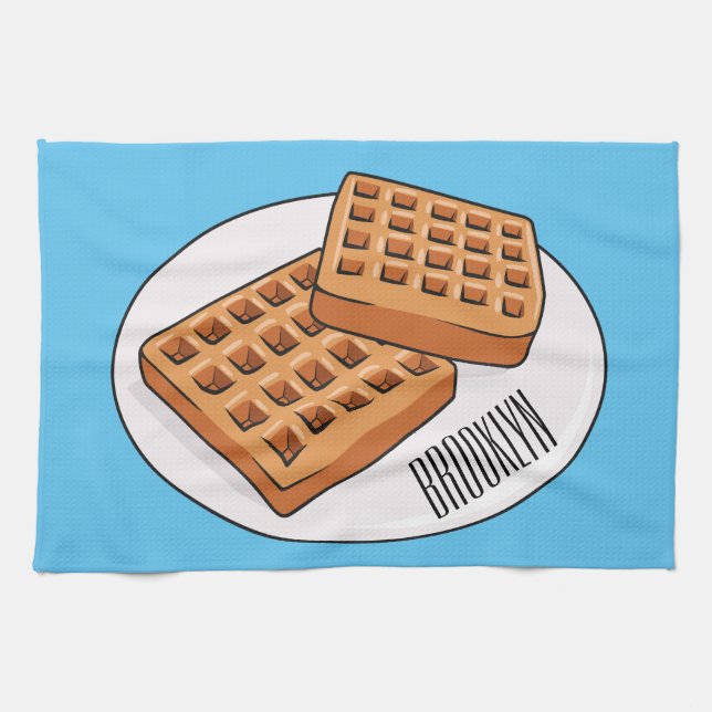 Waffle-tecknad illustration kökshandduk (Horisontell)
