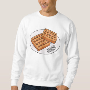 Waffle-tecknad illustration lång ärmad tröja