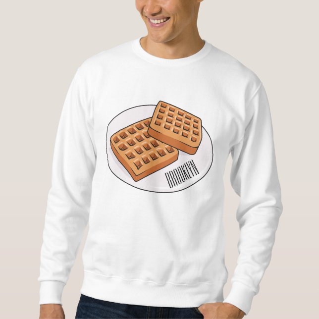 Waffle-tecknad illustration lång ärmad tröja (Framsida)