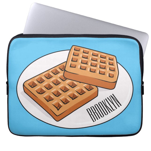 Waffle-tecknad illustration laptop fodral (Framsidan)