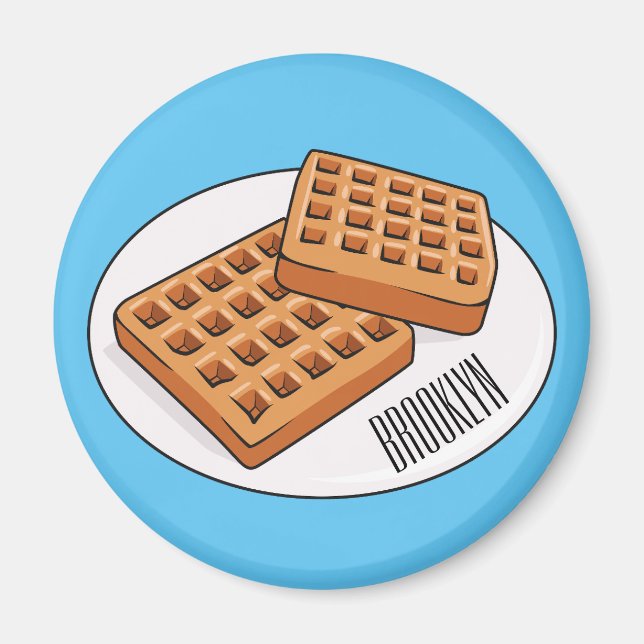 Waffle-tecknad illustration magnet (Framsidan)