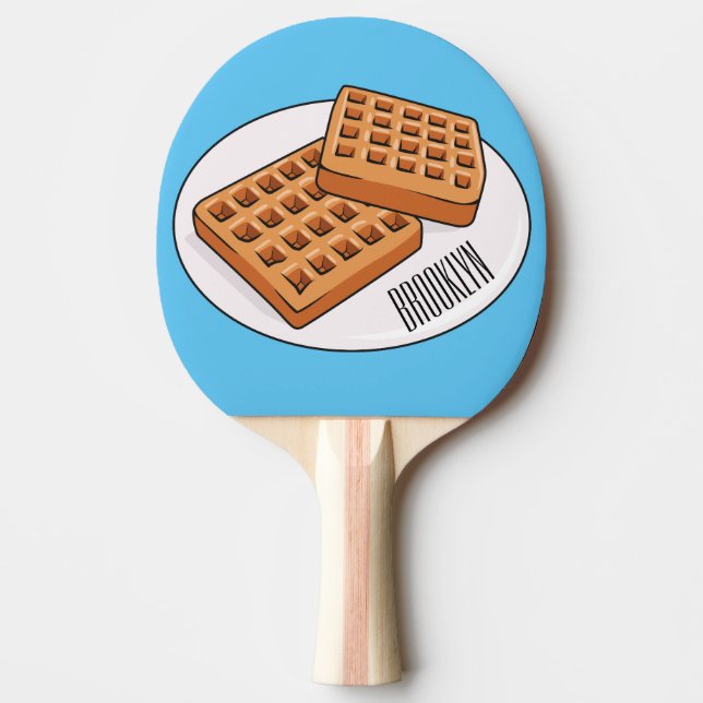 Waffle-tecknad illustration pingisracket (Framsidan)