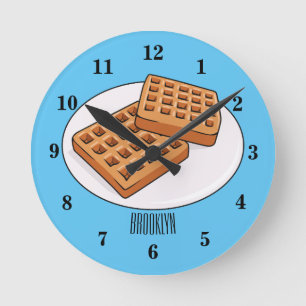 Waffle-tecknad illustration rund klocka