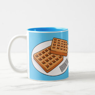 Waffle-tecknad illustration Två-Tonad mugg