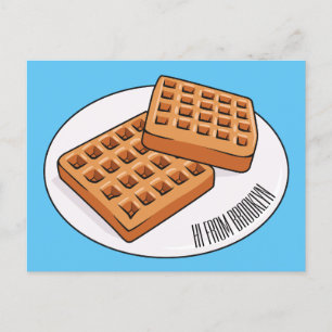 Waffle-tecknad illustration vykort