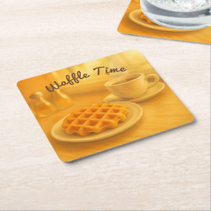 Waffle Time - Mysiga belgiska frukost Moments Underlägg Papper Kvadrat