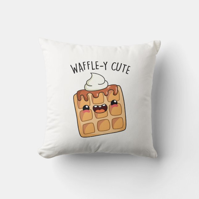 Waffle-y Funny Waffle Pun Kudde (Framsida)