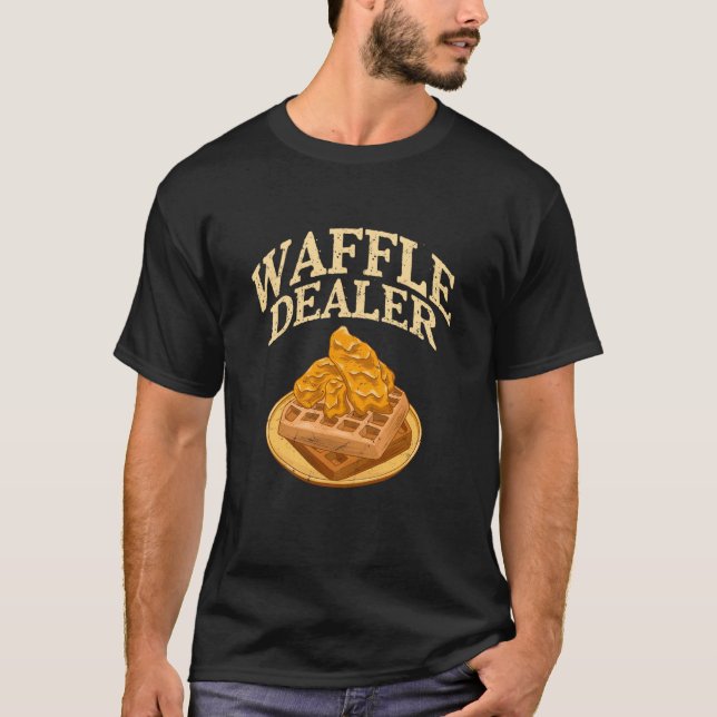 Wafflehandlare Kyckling och våfflor Matdesign T Shirt (Framsida)