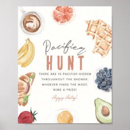Waffles Coffee Fruits Baby Brunch Pacifier Hunt Poster