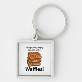 Waffles Fyller Upp Mina Tomma Utrymmen Med Waffles Fyrkantig Silverfärgad Nyckelring