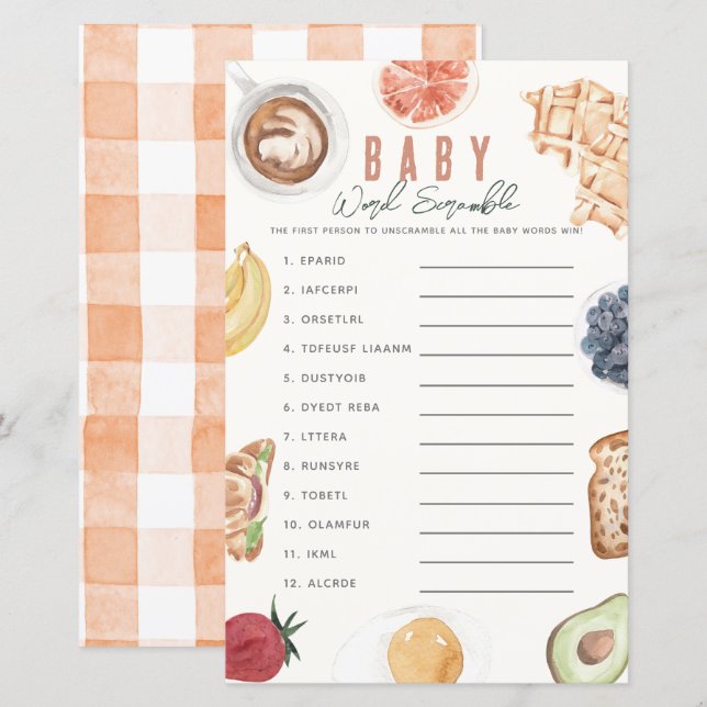 Waffles Kaffe Frukter Brunch Baby Ordsallad (Fram/baksida)
