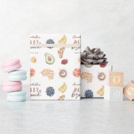 Waffles Kaffe Frukter Vattenfärg Baby Brunch Presentpapper