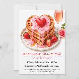 Waffles och Champagne Inbjudan Valentine Brunch