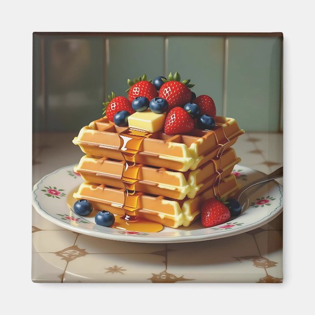 Waffles with Strawberries and Blueberries Magnet (Framsidan)