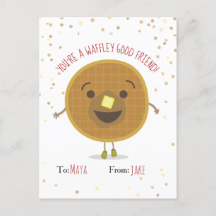 Waffley Bra Friend Waffle Valentine Kids Vykort