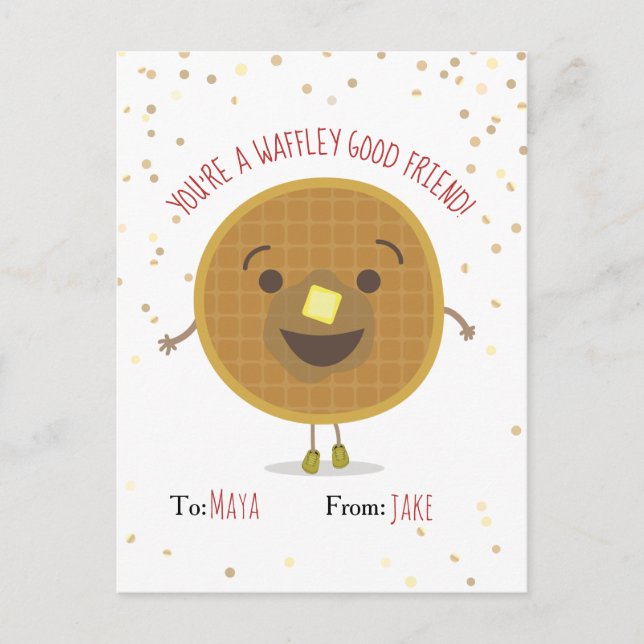 Waffley Bra Friend Waffle Valentine Kids Vykort (Framsida)