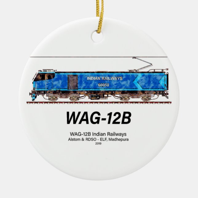 WAG-12B-lok. Indian Railways tåg Julgransprydnad Keramik (Framsidan)