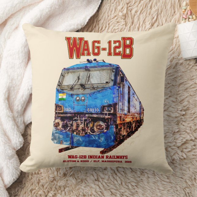 WAG-12B-lok. Indian Railways tåg Kudde (Filt)