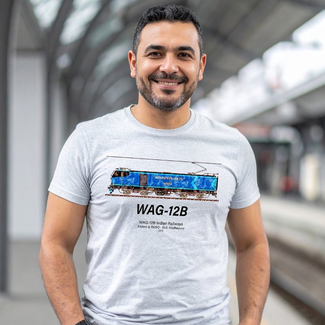 WAG-12B-lok. Indian Railways tåg T Shirt (WAG-12B Locomotive. Indian Railways freight train. Mens Basic T-Shirt)