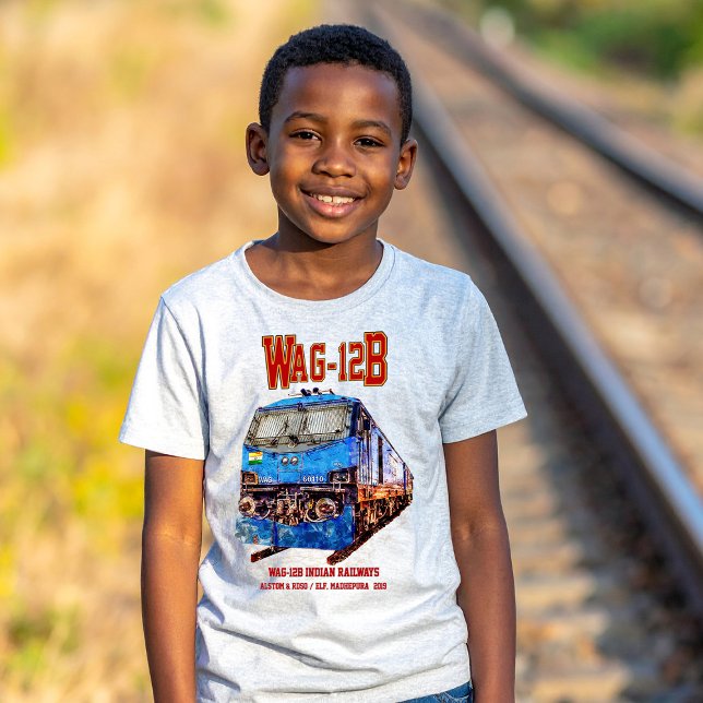 WAG-12B-lok. Indian Railways tåg T Shirt (WAG-12B Locomotive. Indian Railways freight Train. Boy Basic T-Shirt)