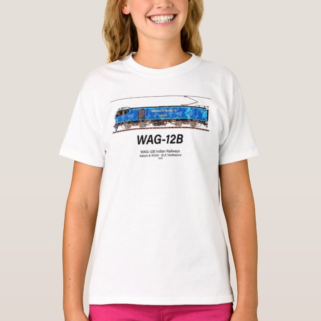 WAG-12B-lok. Indian Railways tåg T Shirt (Framsida)