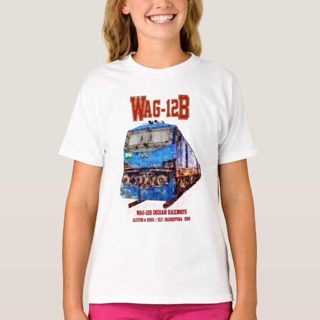 WAG-12B-lok. Indian Railways tåg T Shirt (Framsida)