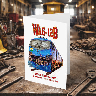 WAG-12B-lok. Indian Railways tåg Tack Kort