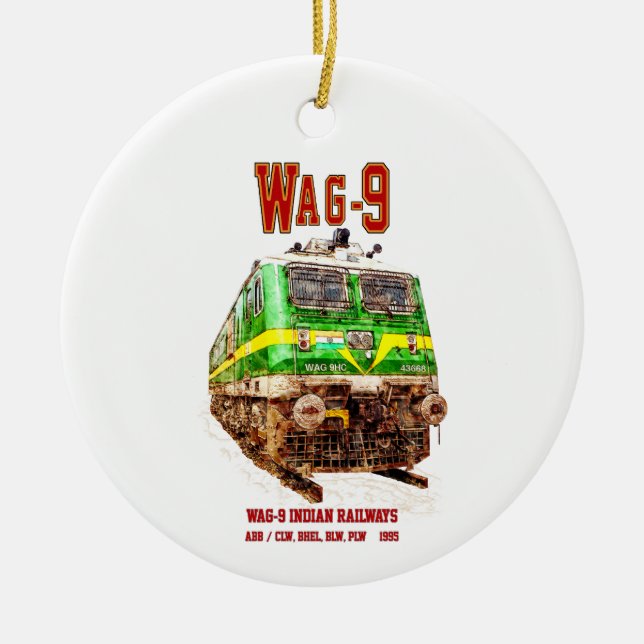 WAG-9-lok. Indian Railways tåg Julgransprydnad Keramik (Framsidan)