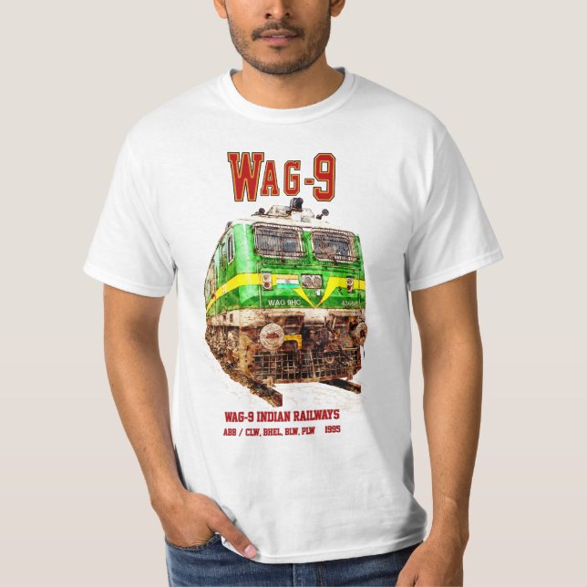 WAG-9-lok. Indian Railways tåg T Shirt (Framsida)