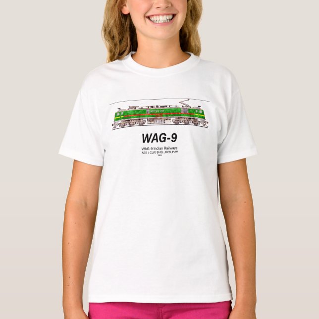 WAG-9-lok. Indian Railways tåg T Shirt (Framsida)