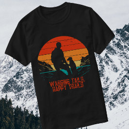Wagging Svan, Lycklig Trails Hiking Hund Retro T Shirt
