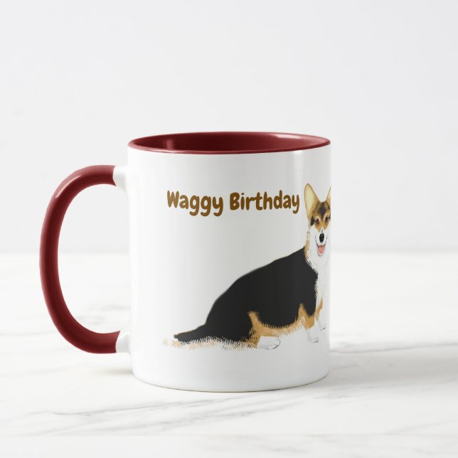 Waggy Birthday Tricolor Mugg (Vänster)