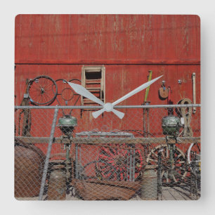 Wagon Hjul US 66 Gammala västern Fyrkantig Klocka