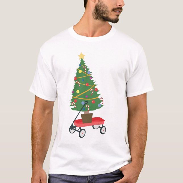 Wagon Julgran T Shirt (Framsida)