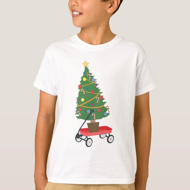 Wagon Julgran T Shirt (Framsida)