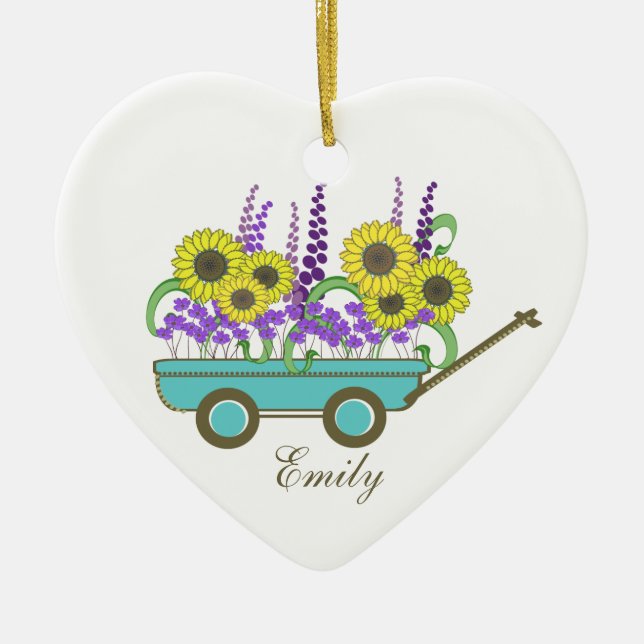 Wagon of Flowers Bridesmaid Julgransprydnad Keramik (Framsidan)