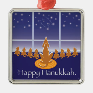 WagsToWishes_Menorah Dogs_Hanukkah medaljong Julgransprydnad Metall
