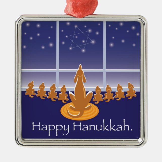 WagsToWishes_Menorah Dogs_Hanukkah medaljong Julgransprydnad Metall (Framsidan)
