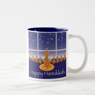 WagsToWishes_Menorah hundar Två-Tonad Mugg