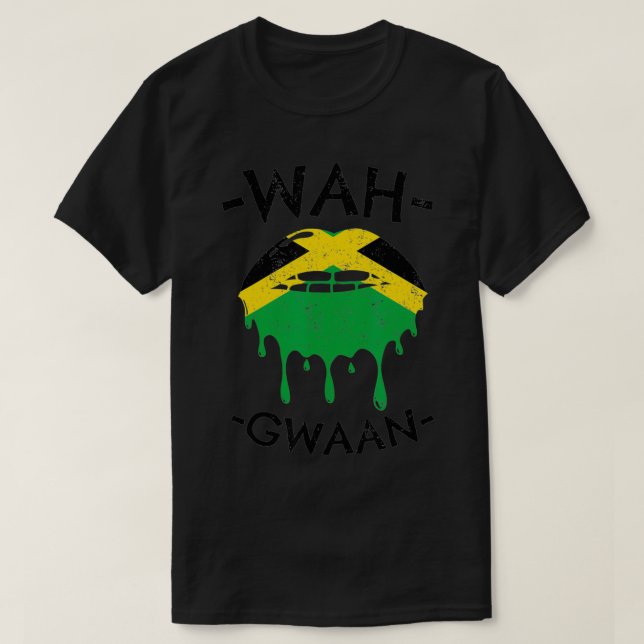 Wah Gwaan Cute Jamaican Flagga Design T Shirt (Design framsida)