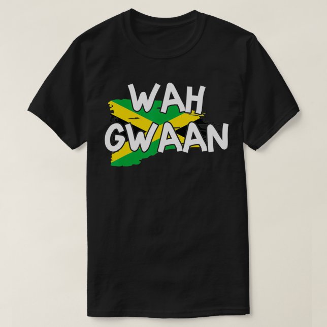 Wah Gwaan Jamaica Flag Jamaican Pride Fan Rasta Re T Shirt (Design framsida)