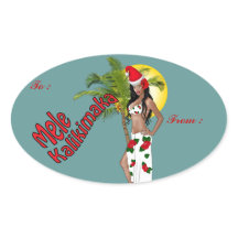 Wahine Pinup jul Gift Märkre Stickers